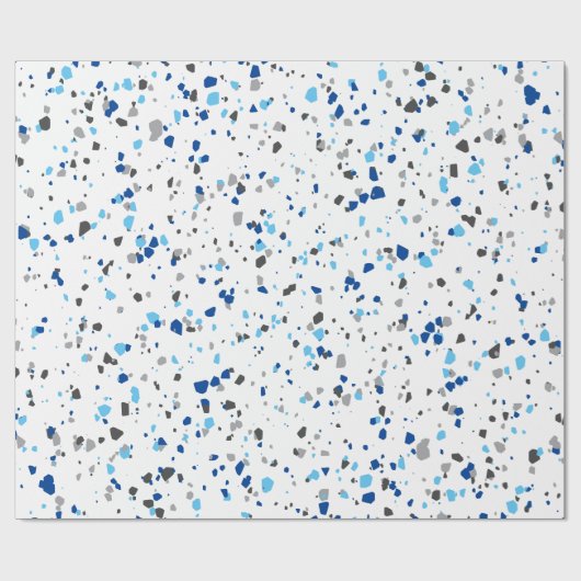 Modern Blue Gray Terrazzo Pattern Cadeaupapier (Vlak)