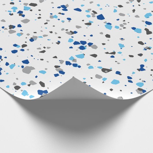 Modern Blue Gray Terrazzo Pattern Cadeaupapier (Hoek)