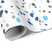 Modern Blue Gray Terrazzo Pattern Cadeaupapier (Rol Hoek)
