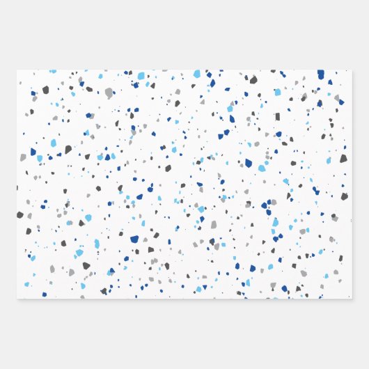 Modern Blue Gray Terrazzo Pattern Inpakpapier Vel (Voorkant 3)