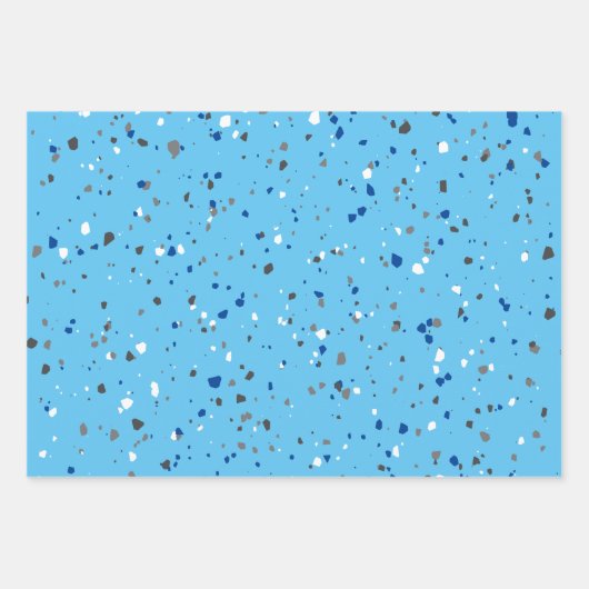 Modern Blue Gray Terrazzo Pattern Inpakpapier Vel (Voorkant 2)