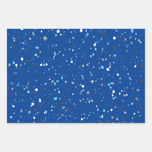 Modern Blue Gray Terrazzo Pattern Inpakpapier Vel (Voorkant)