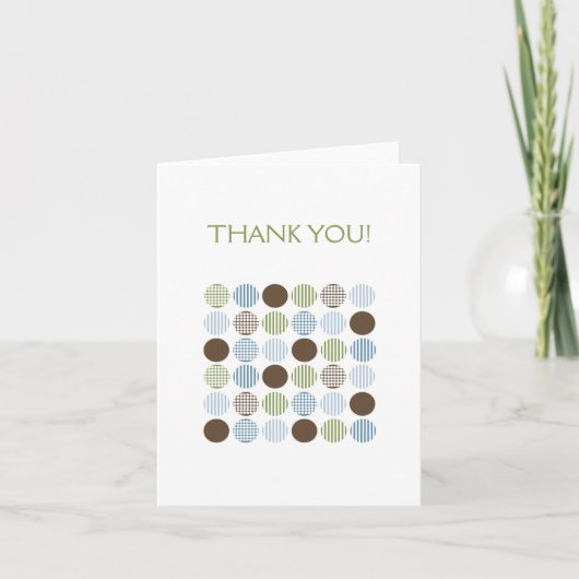 Modern Blue Green Brown Dot Thank You Notes Bedankkaart (Voorkant)