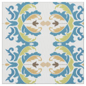 Modern Blue Green Floral Custom Fabric Stof (Close Up)