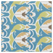 Modern Blue Green Floral Custom Fabric Stof (Close Up)