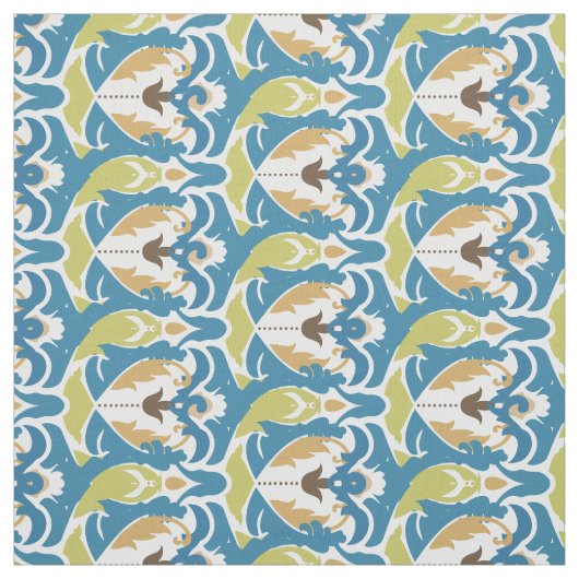 Modern Blue Green Floral Custom Fabric Stof (Swatch)