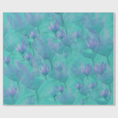 Modern Blue Green Floral Watercolor Art Cadeaupapier (Vlak)