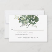 Modern Blue & Green Floral | Weddenschap RSVP (Voorkant)