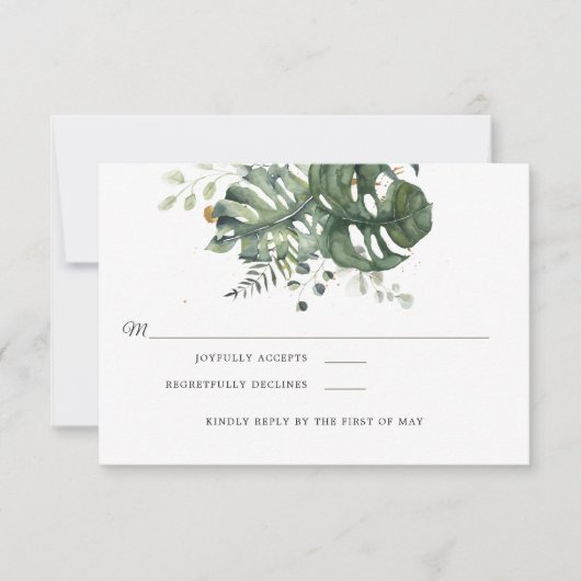 Modern Blue & Green Floral | Weddenschap RSVP (Voorkant)