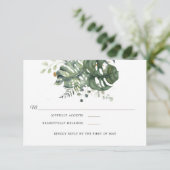 Modern Blue & Green Floral | Weddenschap RSVP (Staand voorkant)
