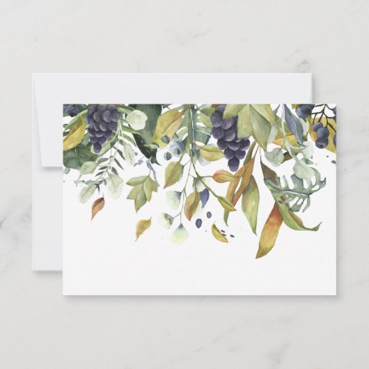 Modern Blue & Green Floral Wedding RSVP (Achterkant)