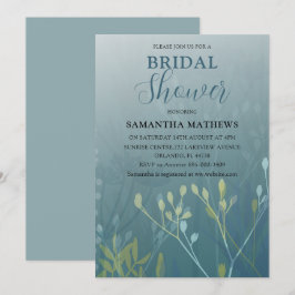 Modern Blue Green Foliage Bridal Shower Kaart