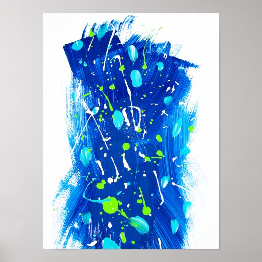 Modern Blue Green Fun Abstract schilderen Poster (Voorkant)