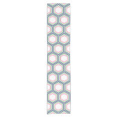 Modern Blue Green Hexagons Patroon Korte Tafelloper (Voorkant)