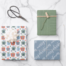 Modern Blue Green Merry-kerstcadeaupatroon