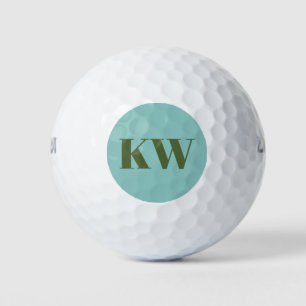 Modern Blue Green Monogram Initialen op maat Golfballen