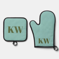 Modern Blue Green Monogram Initialen op maat