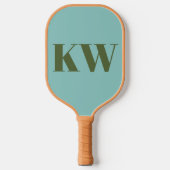 Modern Blue Green Monogram Initialen op maat Pickleball Paddle (Voorkant)