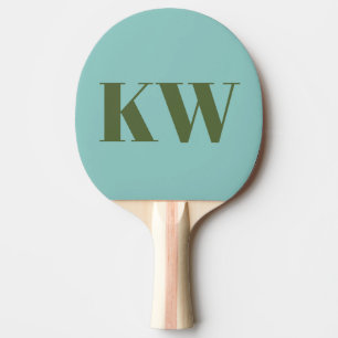 Modern Blue Green Monogram Initialen op maat Tafeltennisbatje