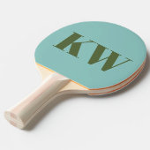Modern Blue Green Monogram Initialen op maat Tafeltennisbatje (Voorkant Gekanteld)