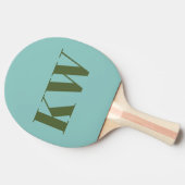 Modern Blue Green Monogram Initialen op maat Tafeltennisbatje (Zijkant)