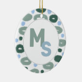 Modern Blue Green Pattern Name Aftername Monogram Keramisch Ornament (Rechts)