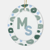 Modern Blue Green Pattern Name Aftername Monogram Keramisch Ornament (Links)