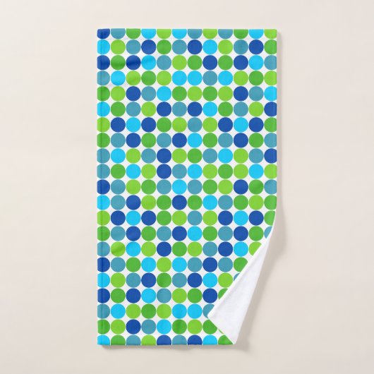Modern Blue Green Polka-Dot Pattern Bad Handdoek (Handdoek)