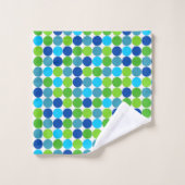 Modern Blue Green Polka-Dot Pattern Bad Handdoek (Wasdoekje)