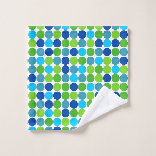 Modern Blue Green Polka-Dot Pattern Bad Handdoek (Wasdoekje)