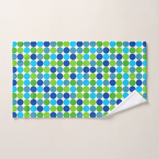 Modern Blue Green Polka-Dot Pattern Bad Handdoek (Handdoek)