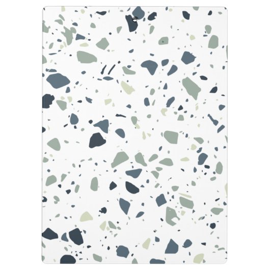 Modern Blue Green Terrazzo Marble Monogram Klembord (Achterkant)