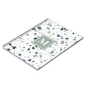 Modern Blue Green Terrazzo Marble Monogram Notitieboek (Linkerzijde)