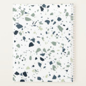 Modern Blue Green Terrazzo Marble Monogram Planner (Achterkant)