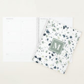 Modern Blue Green Terrazzo Marble Monogram Planner (Display)