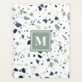 Modern Blue Green Terrazzo Marble Monogram Planner (Voorkant)