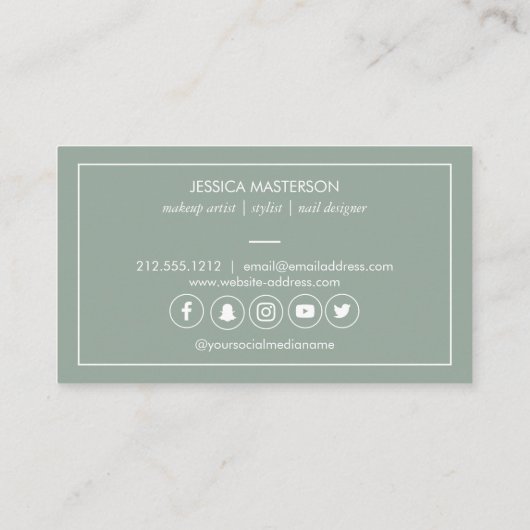 Modern Blue Green Terrazzo Marble Monogram Visitekaartje (Achterkant)