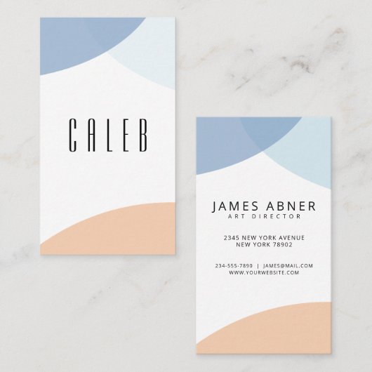 Modern Blue Grey Beige Abstract Art Visitekaartje (Voorkant / Achterkant)