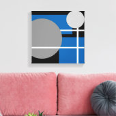 Modern Blue Grey Black White - omcirkeld Canvas (Insitu (Woonkamer))