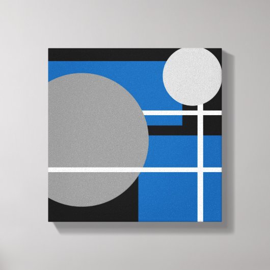 Modern Blue Grey Black White - omcirkeld Canvas Afdruk (Voorkant)