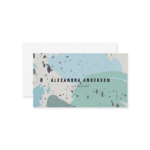 Modern Blue Grey Brush Strokes Visitekaartje