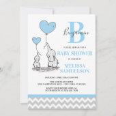 Modern Blue Grey Chevron Olifant BABY SHOWER Boy Kaart (Voorkant)
