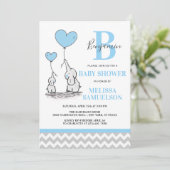 Modern Blue Grey Chevron Olifant BABY SHOWER Boy Kaart (Staand voorkant)