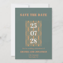 Modern Blue Grey en Terracotta Save the Date Kaart
