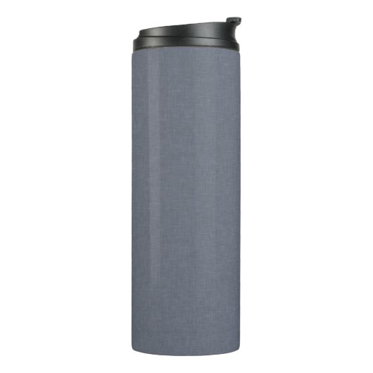 Modern Blue Grey Faux Linen Design Thermosbeker (Gedraaid links)