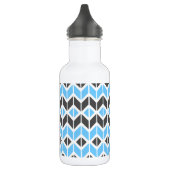 Modern Blue Grey Geometric Herringbone Pattern Waterfles (Links)