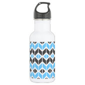 Modern Blue Grey Geometric Herringbone Pattern Waterfles (Voorkant)