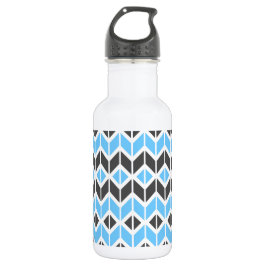 Modern Blue Grey Geometric Herringbone Pattern Waterfles