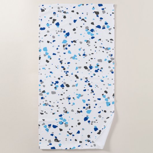 Modern Blue Grey Geometric Terrazzo Pattern Strandlaken (Voorkant)