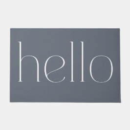 Modern Blue Grey Hand Scripting Hallo Welcome Deurmat